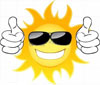 the sun with thumbs up